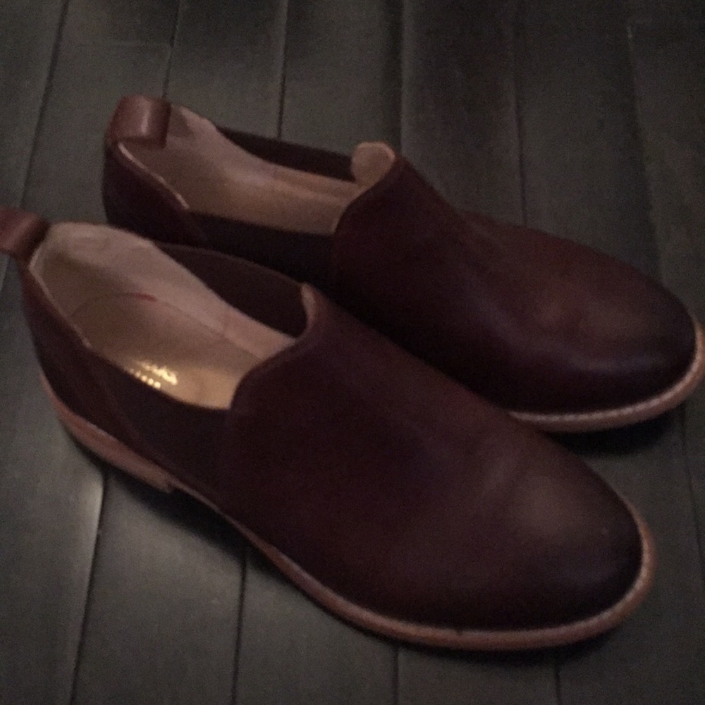 Brown leather loafers